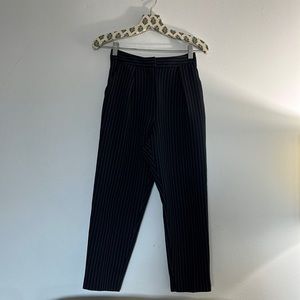 TOPSHOP Petite Navy Pinstripe Tapered Trousers